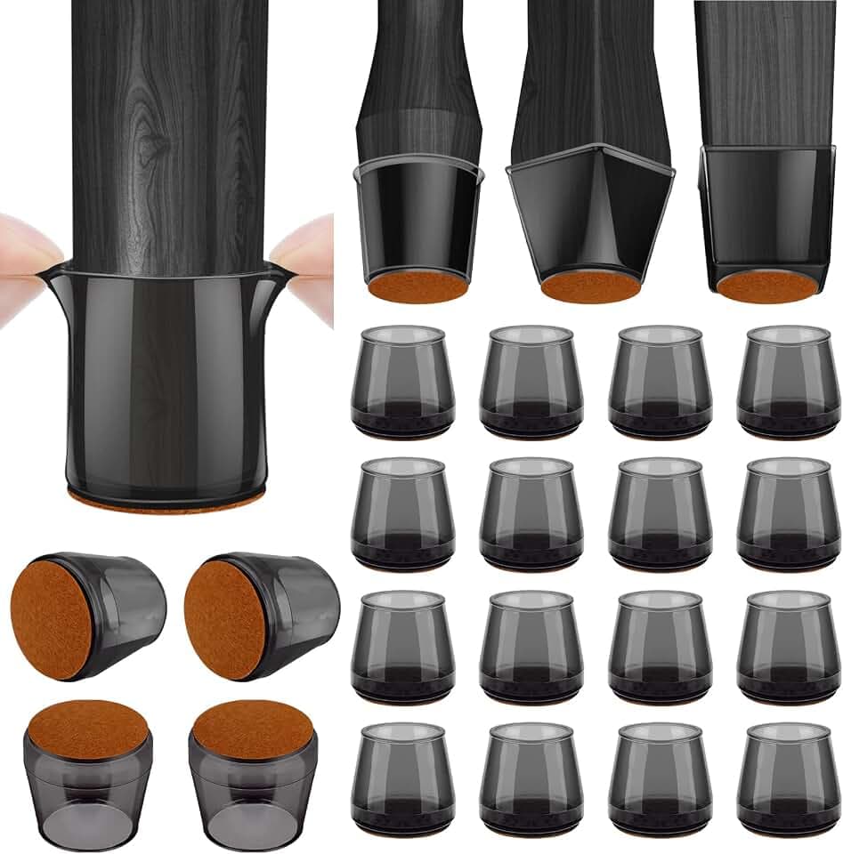 BALEINE 16PCS Silicone Chair Leg Floor Protectors for Hardwood Floors