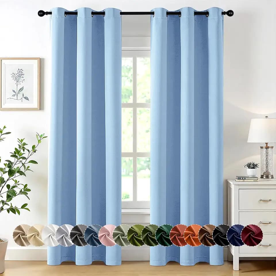 MIULEE Blackout Curtains for Bedroom 2 Panels 40 x 84 Inch Long Sky Blue