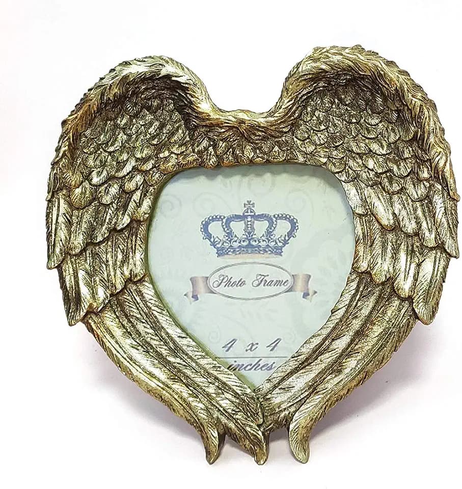 YONGYAN Vintage Gold 4x4 Inch Wings Picture Frame Resin Photo Frame Home Decoration for Art Table Display