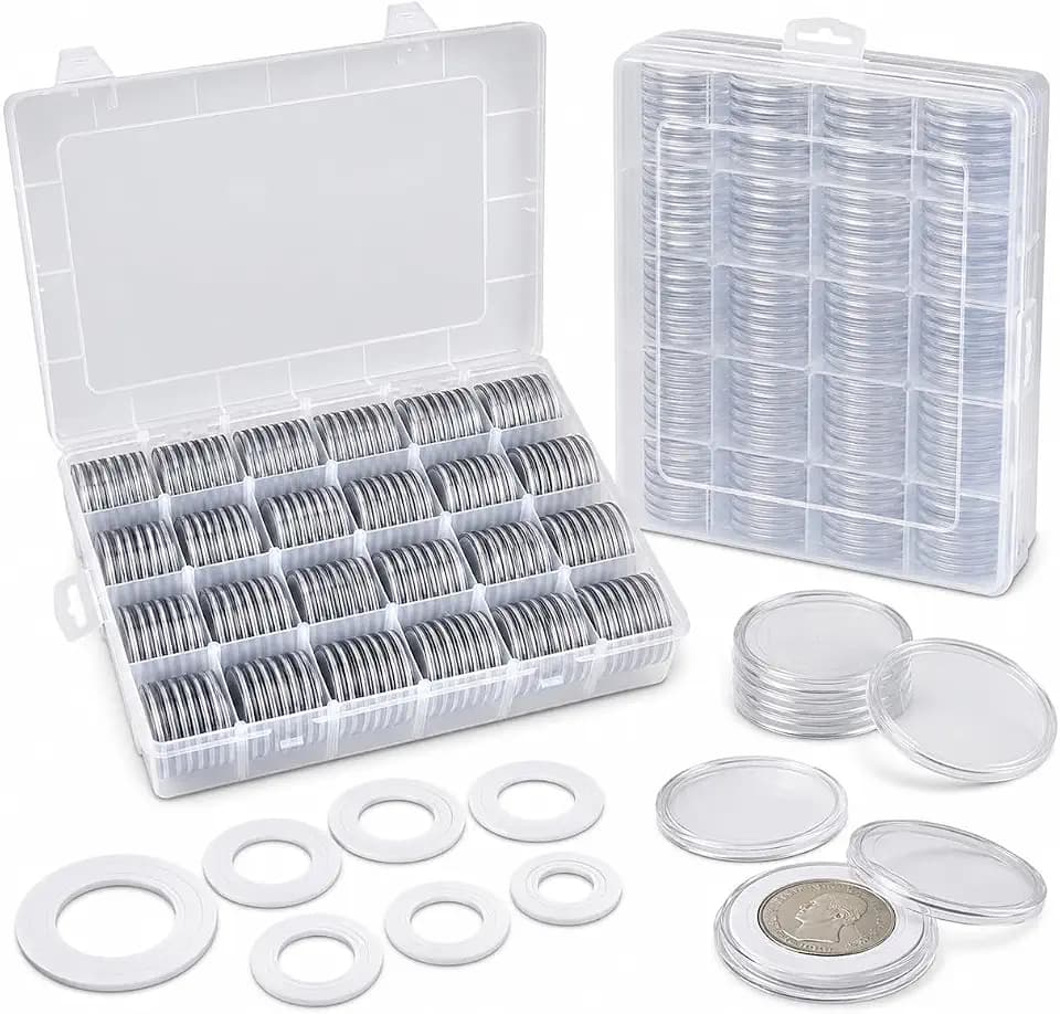 FULLCASE Coin Capsules for Collectors, 168-Piece Storage Case,Fits 20-46mm