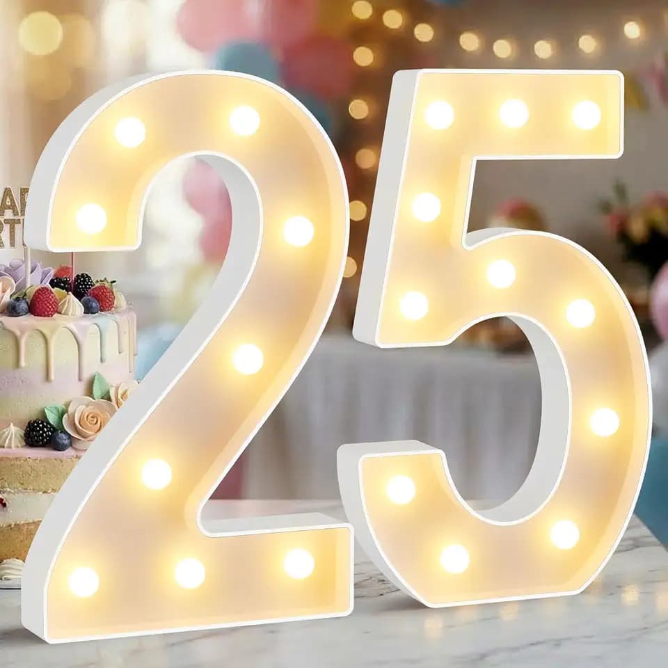12.6 Inch Marquee Light Up Numbers 25 for Party Decorations