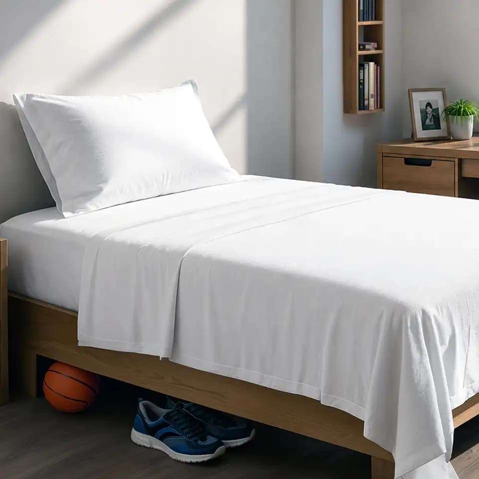 SUPREME ELEGANCE 100% Organic Cotton Twin Sheets Set, Snow White, Percale