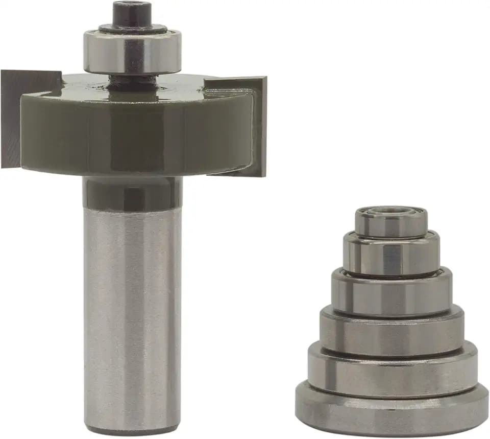 1/2 Rabbet Router Bit Set for Woodworking | 1/2" Shank | 1/2" Cutting Height | 7 Bearing Set