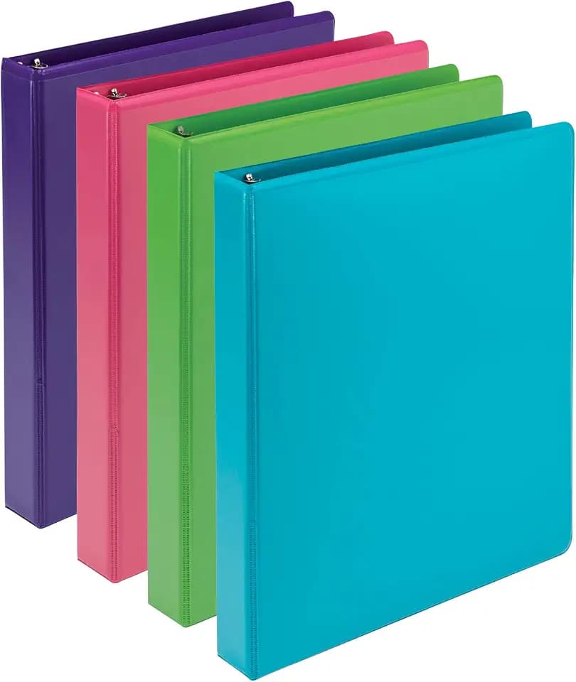 Samsill Plant-Based 1 Inch Durable Round Ring, View Binder, Eco-Friendly, USDA Certified Biobased, 4 Pack, Fashion Assortment