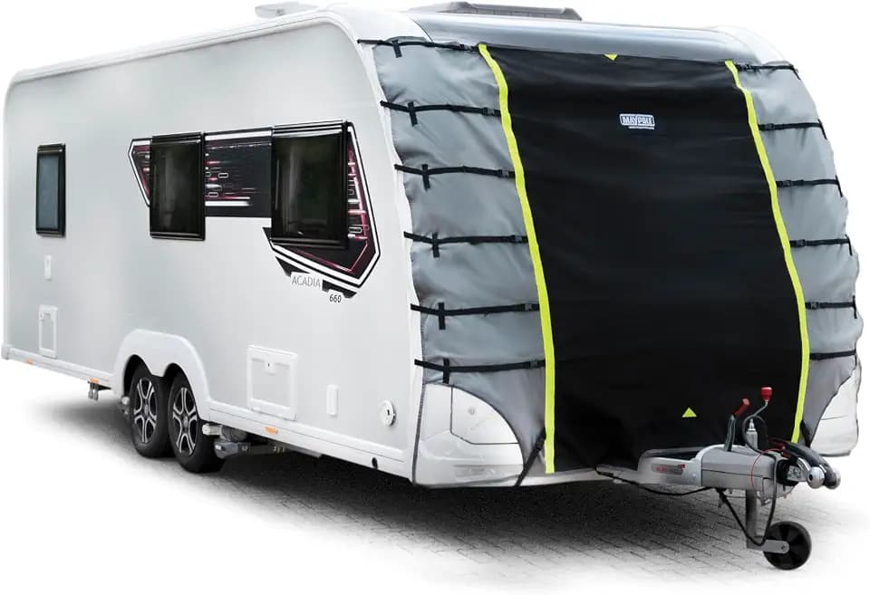 Maypole Universal-Abdeckung für Wohnwagen mit Vorzeltkanal, Breite 225-245 cm, hochwertiges wasserdichtes Material