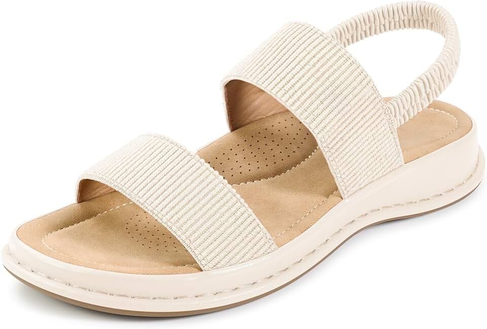 Aomigoct Womens Sandals Flats Dressy: Comfortable Open Toe Platform Sandals - Casual Walking Shoes for Summer