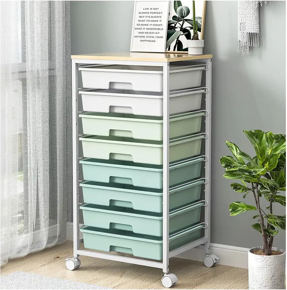 SYKIARIOL Rolling Cart with Drawers,Craft Organizers and Storage, Green