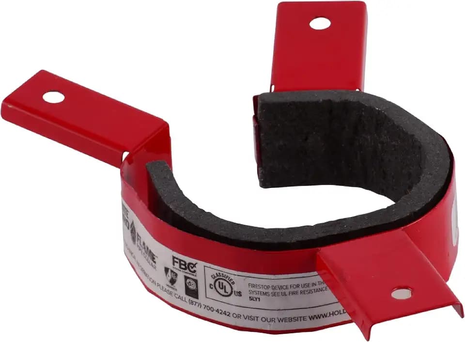 HoldRite HydroFlame 1-1/2 Inch Firestop Pipe Collar, PVC, CPVC, FRPP, ABS, PVC/ABS, HF-PC-0150