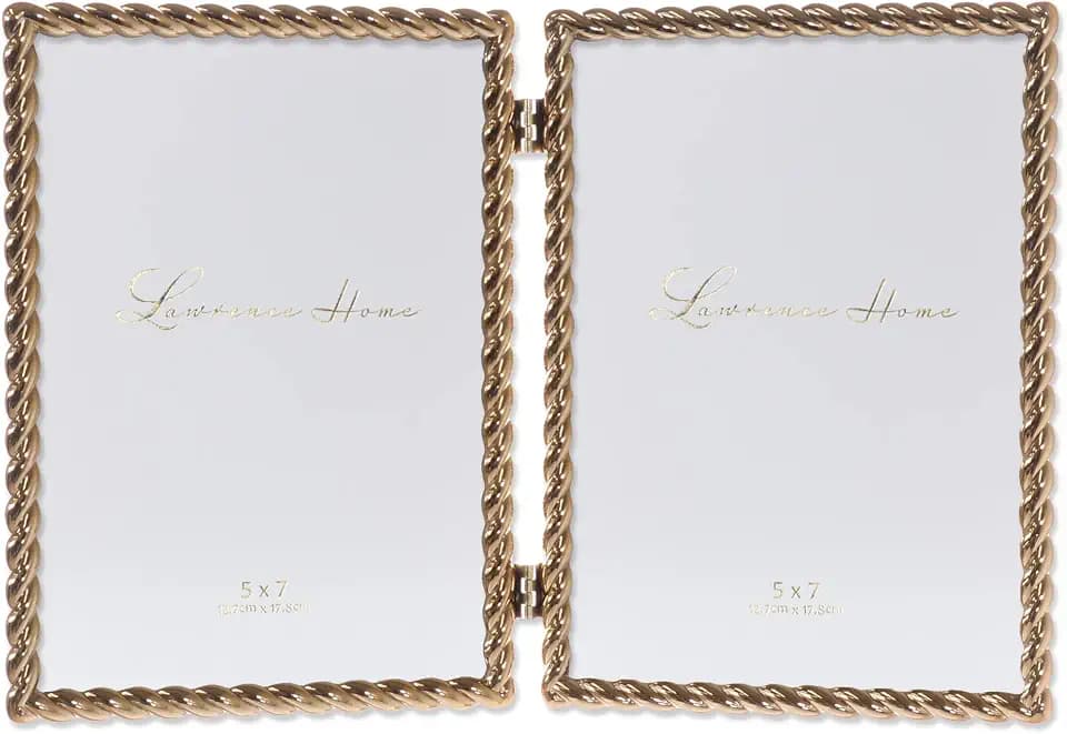 Lawrence Frames Metal Frame, Rope Design, Gold, 5x7 Double