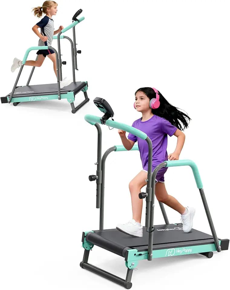 Kids Treadmill, Treadmill for Kids Manual with Handle Bar Up to 165Lbs Capacity, Upgraded Kids Exercise Equipment with 2 Adjustable Incline Mode & 4 Level Upright Height