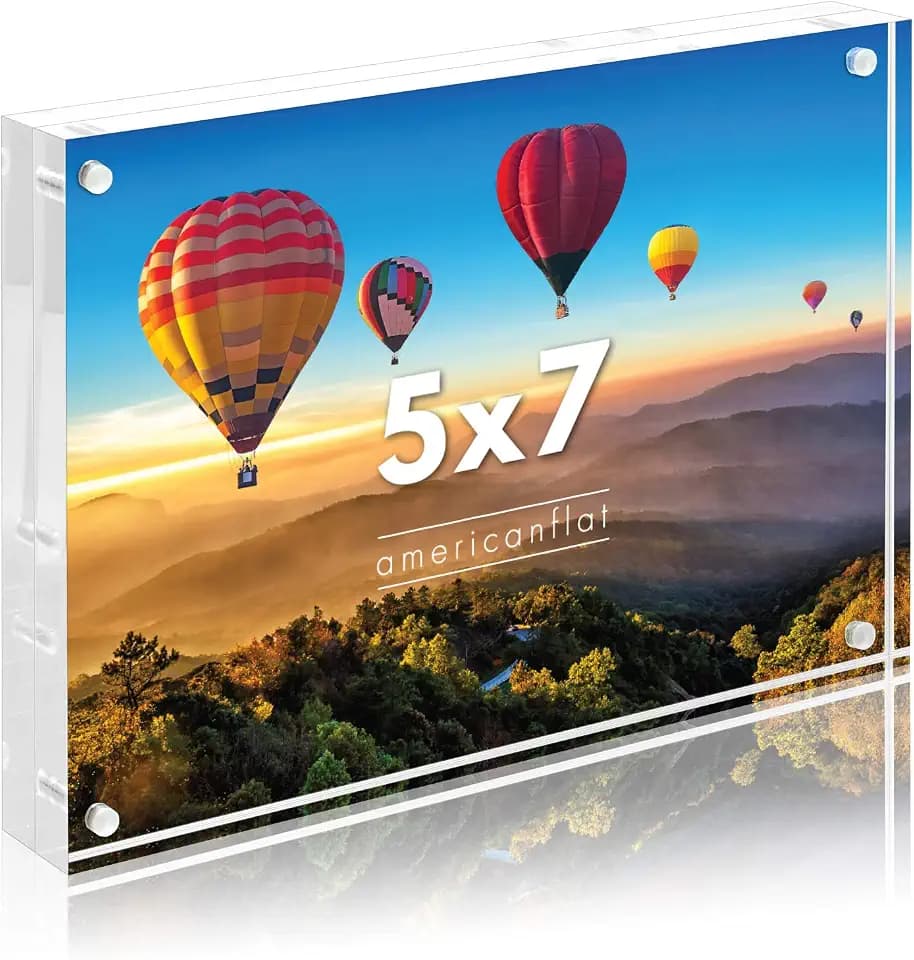Americanflat 5x7 Acrylic Picture Frame - Double Sided Frames with Magnetic Corners - Transparent Acrylic Frames for Desk or Tabletop Display - 5x7 Picture Frame with Microfiber Cloth Included