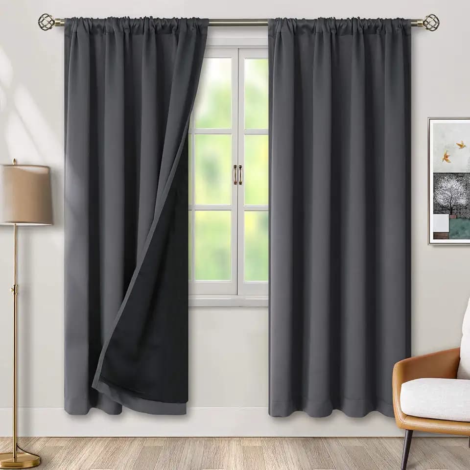 BGment Dark Grey 100% Blackout Curtains for Bedroom 90 Inch Length 2 Panels