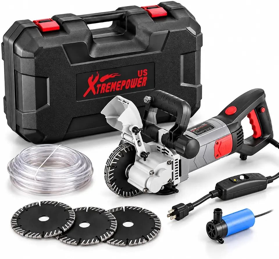 XtremepowerUS Wall Chaser Cutting Machine Wall Concrete Grooving Cutting w/Water Line Dust Port Infrared Sighting (Slotting Machine)