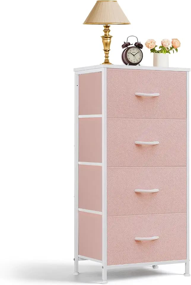 4 Drawers Dresser for Bedroom Fabric Storage Tower with Wooden Top