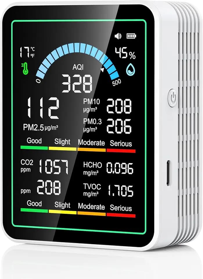 Air Quality Monitor Indoor, 10-in 1 Smart Air Quality Tester