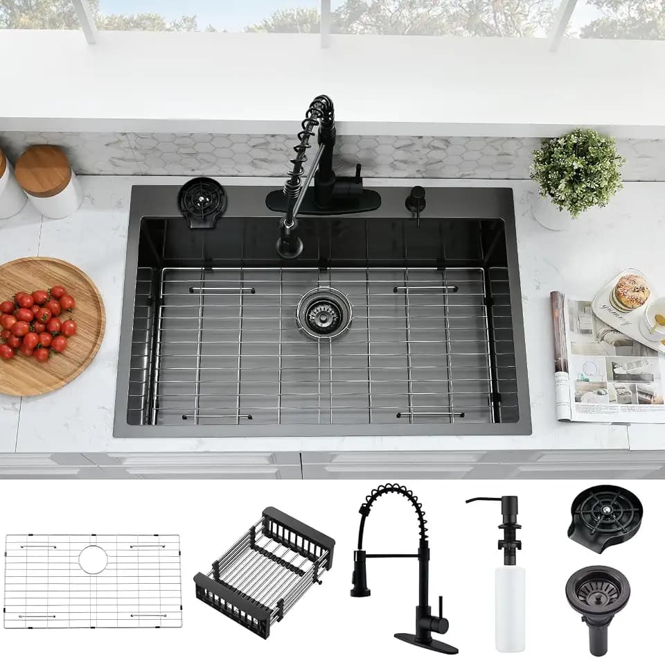 33x22 Drop In Kitchen Sink with Faucet