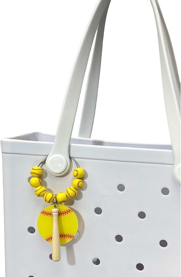 Sports Wooden Beads Charms for Bogg Bag Softball,Softball Accessories For Girls Mom Decor for Women Handbag Beach Tote Bag