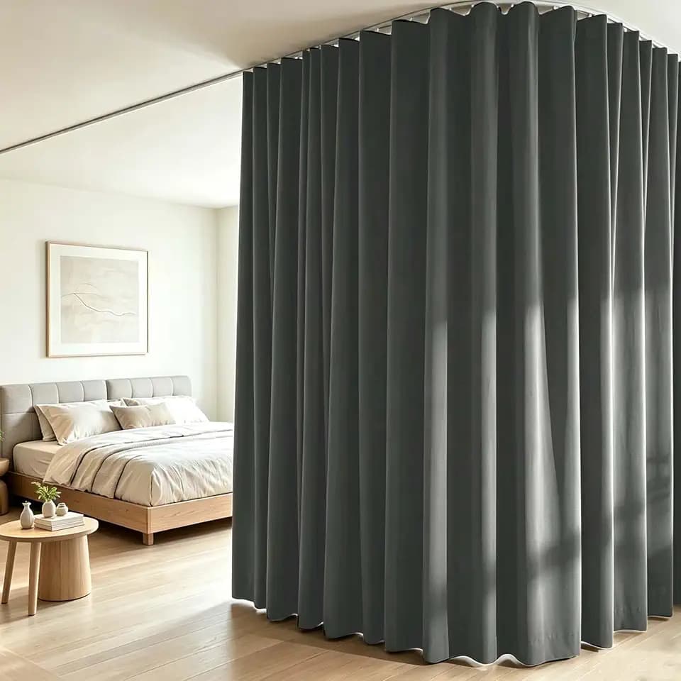 Room Divider Curtains Set, Extra Wide Blackout Curtains with Ceiling Track
