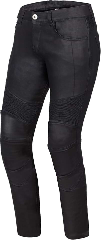 OZONE MOTO Roxy Lady Motorradjeans Damen | Aramidfaser Futter | Knieprotektoren Stufe 2 | Taschen für Hüft und Steißbeinprotektoren | Elastische Einsätze | Slim Fit