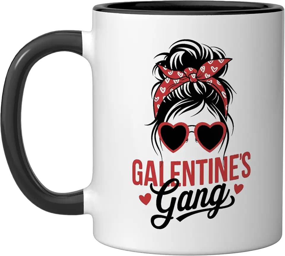 Galentine's Day Galentine Gang Women Friends Girls Besties Ceramic Mug, Black/White, 11oz