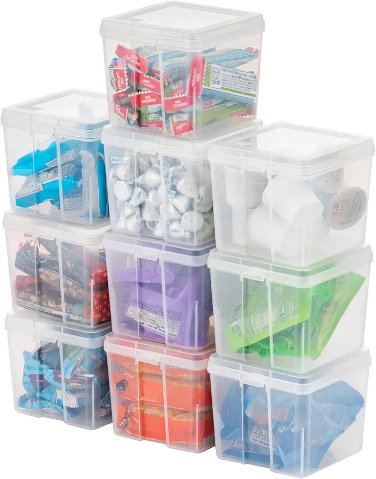 IRIS USA Flip Top Storage Containers |Made in USA| Small (10-Pack) - Clear