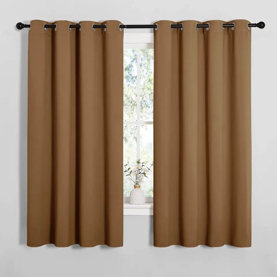 NICETOWN Sleek Blackout Curtains, 2 Panels, W55 x L68-inch, Gold Brown
