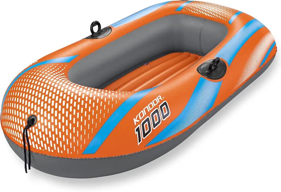H2OGO! Kondor 1000 Raft - 4'11" x 33" - Kids & Teens, Orange & Blue, 120 lb Weight Capacity, Bestway, Youth Water Boat, Water Sports, Water Float, Front Tie Rope, Suitable for Ages 6+