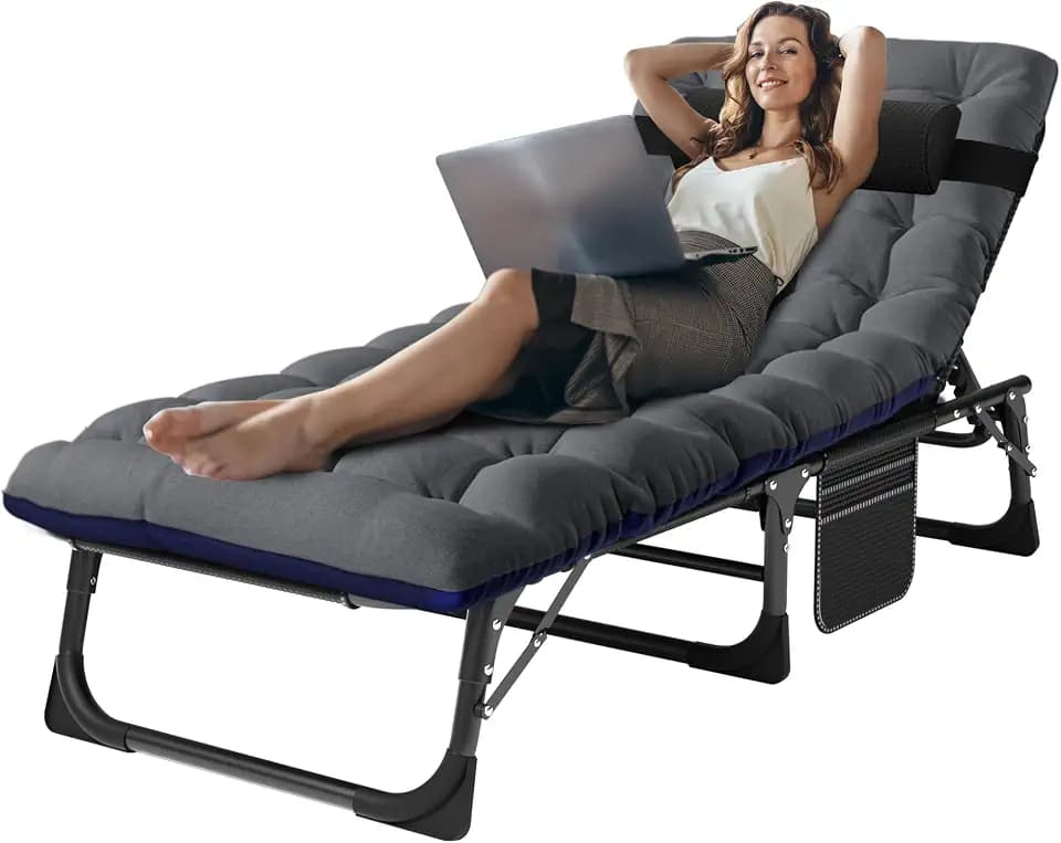 ABORON Patio Lounge Chair, Folding Adjustable Chaise Chair, Max 450LB Load