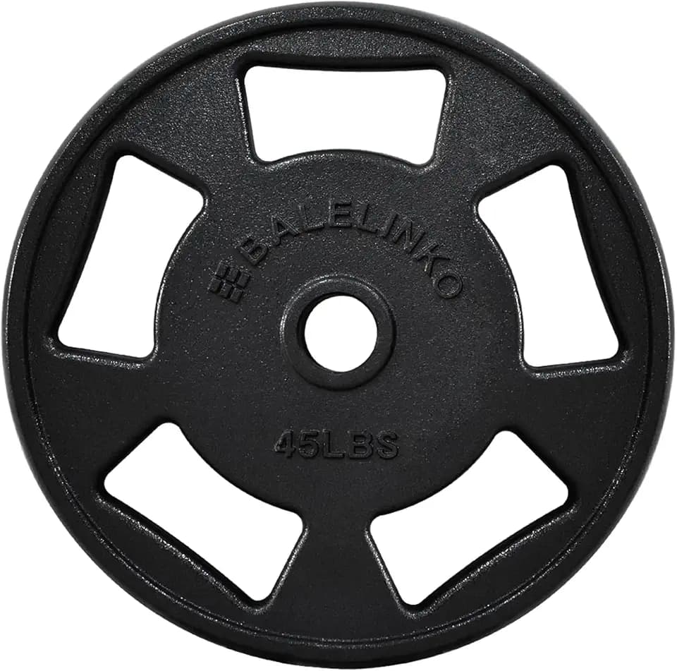 Balelinko Cast Iron 2-Inch Olympic Grip Plate Weight Plate for Strength Training, Weightlifting and Crossfit