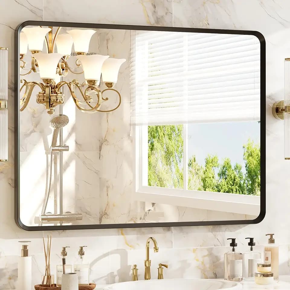 30x40 inch Black Rectangle Bathroom Mirror, Bathroom Vanity Mirrors