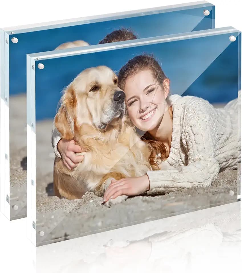TWING 8x10 Acrylic Frame 2 Pack,20MM Thicker Frameless Clear Picture Frames