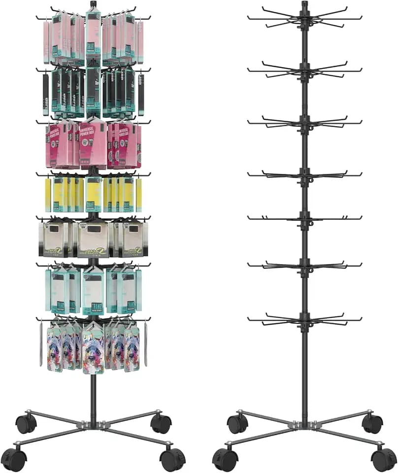 Retail Display Stand 7 Layer - Alloy Steel Jewelry Display for Vendors - 360°Rotating Display Stand for Jewelry, Key Chain, Cotton Candy