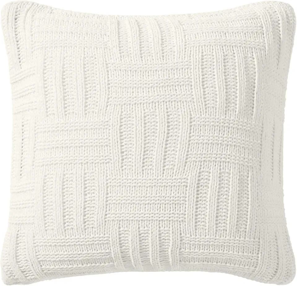 Tommy Bahama - Throw Pillow, Soft Cotton with Zipper Closure, Tropical Design, Ideal for Bed or Couch (Chain Basket White, 20 x 20)