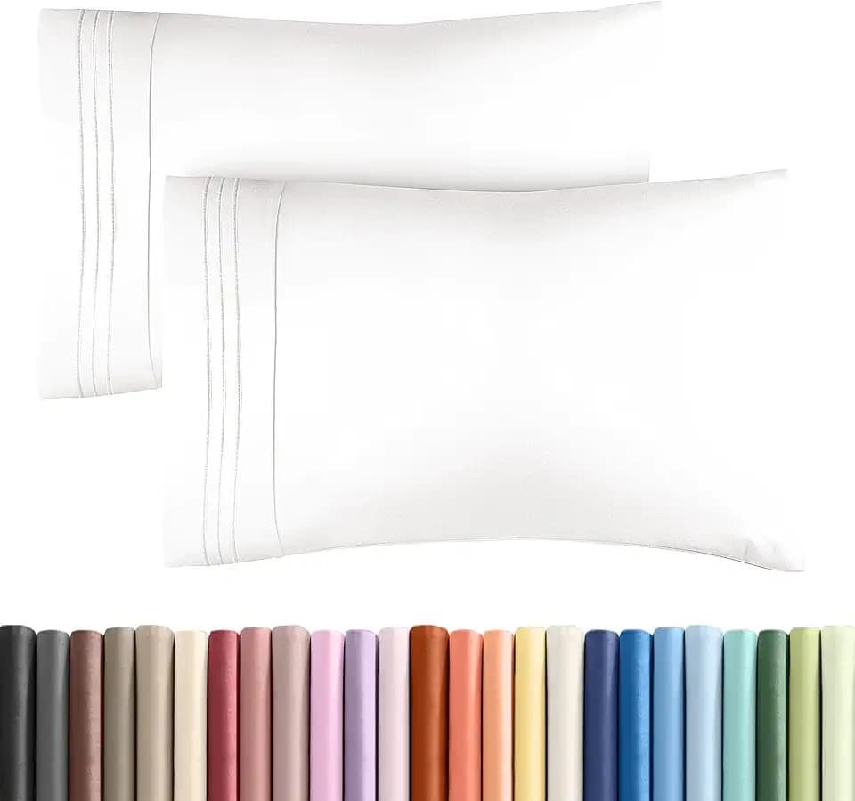 Queen Pillow Cases Set of 2 - Ultra Soft Pillowcase Covers - Antique White