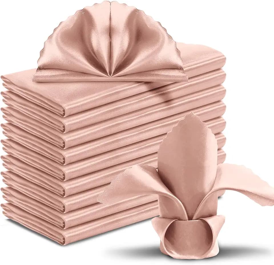 Satin Napkins, Rose Gold, 20x20 Inches, 60 Pieces