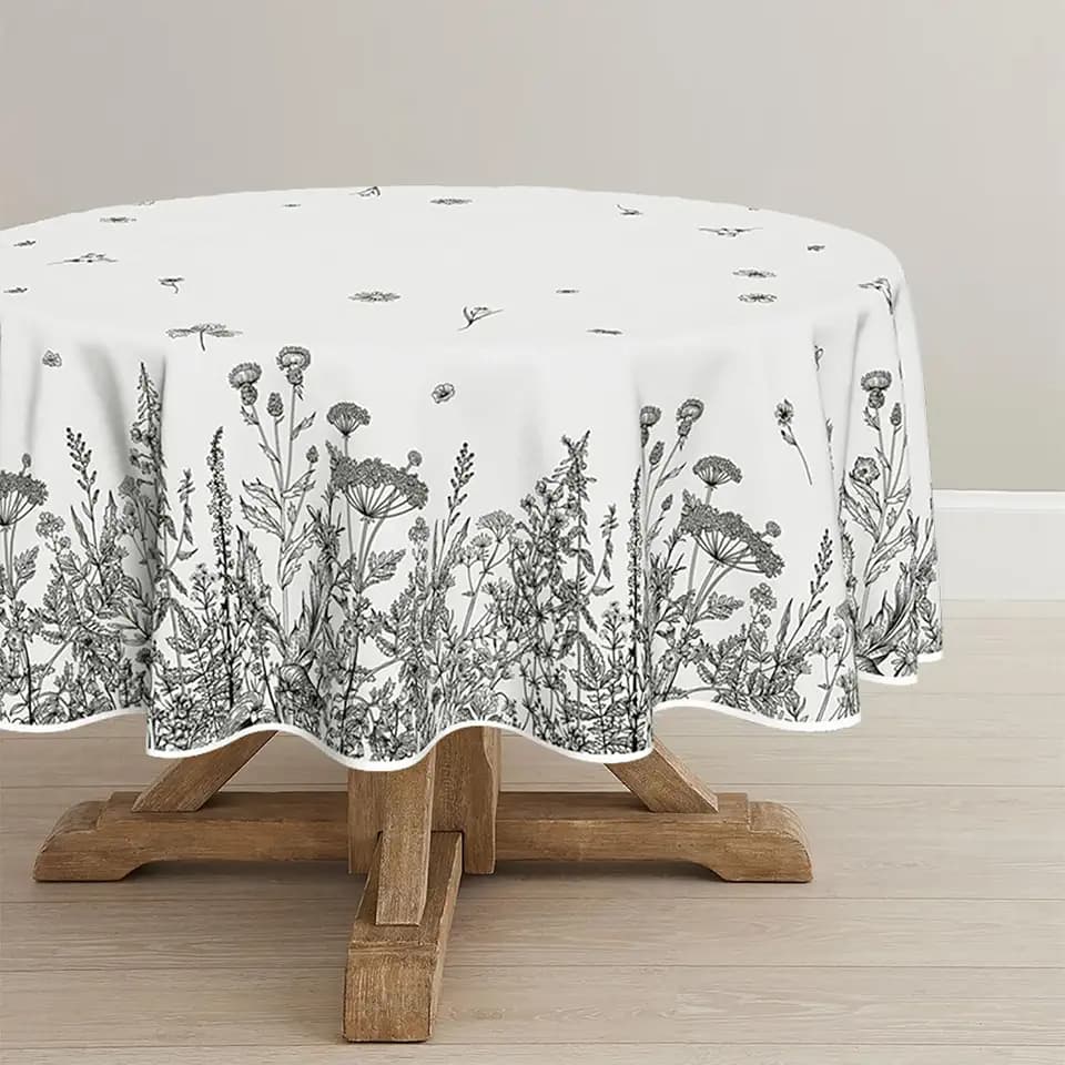 Horaldaily Spring Summer Tablecloth 70 x 70 Inch Round Wild Flowers Floral
