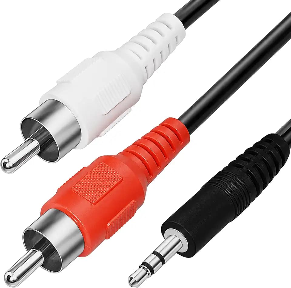 Retoo Aux Cinch Kabel, 3,5mm Klinke auf 2x RCA Stecker (Rot/Weiß), 150cm Audiokabel für Hi-Fi Stereo-Anlagen, Receiver & Kopfhörerbuchsen