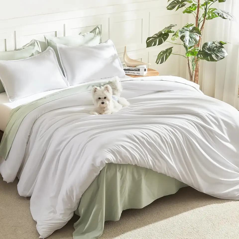 Litanika Comforter Full Size White, 3 Pieces Lightweight Solid Bed Set