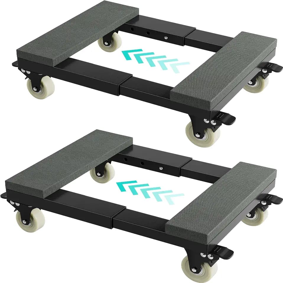 Heavy Duty Moving Furniture Dolly Set of 2, Adjustable Mover Cart
