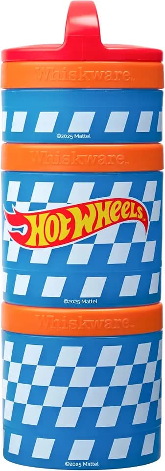 Whiskware Hot Wheels Snack Containers, 3 Stackable Snack Cups, Checkers