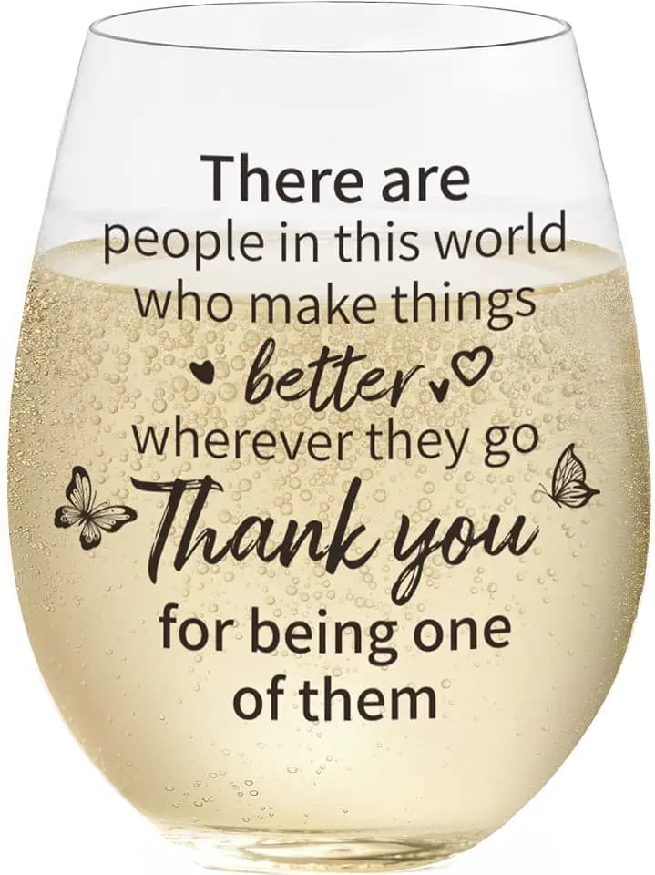 Thank You Gifts For Women - Wine Glass 15 oz, Dishwasher Safe