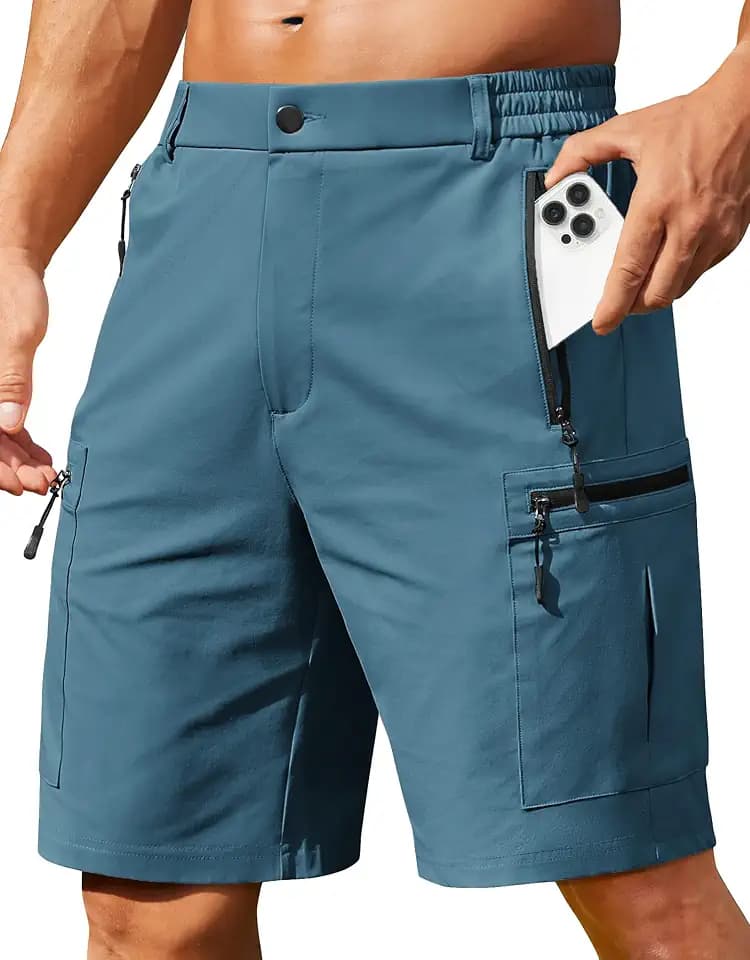 COOFANDY Men's Hiking Cargo Shorts 9" Lightweight Short with Zipper Pockets