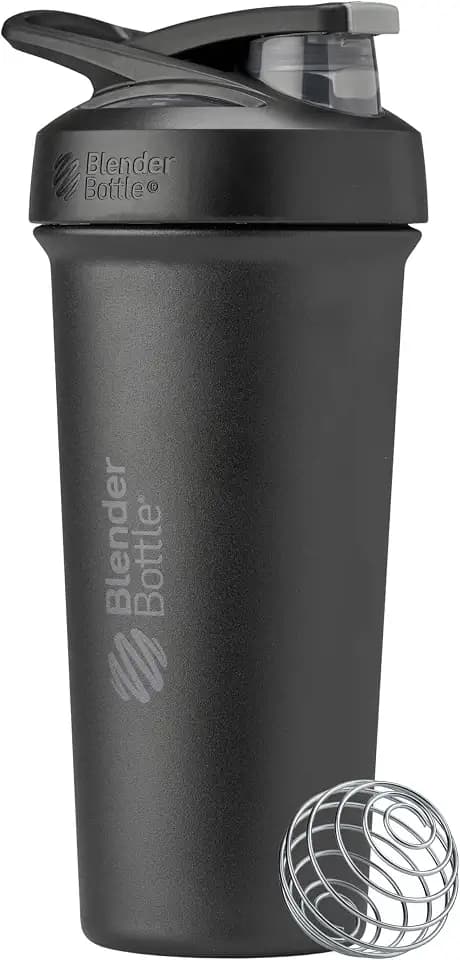 BlenderBottle Sport Sleek Stainless Steel Shaker Bottle 25 oz Black
