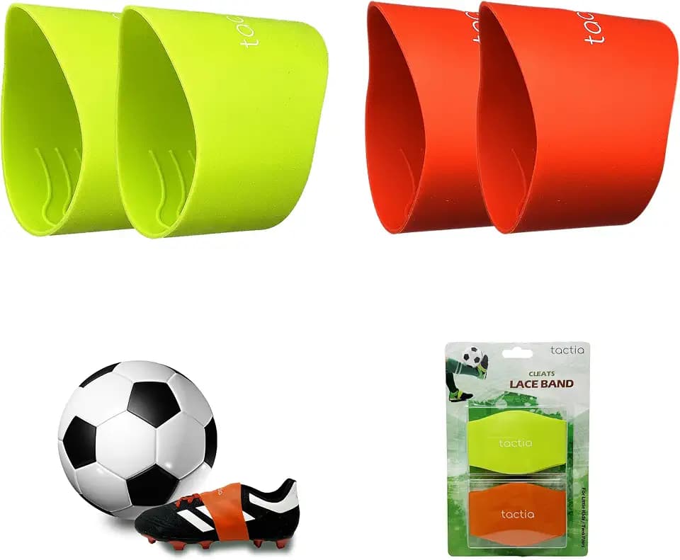 Tactia Soccer Lace Bands for Youth & Kids, Premium Silicone, Keep Laces Tied for Cleated Sports, Cleat Lace Covers (2 Pairs)