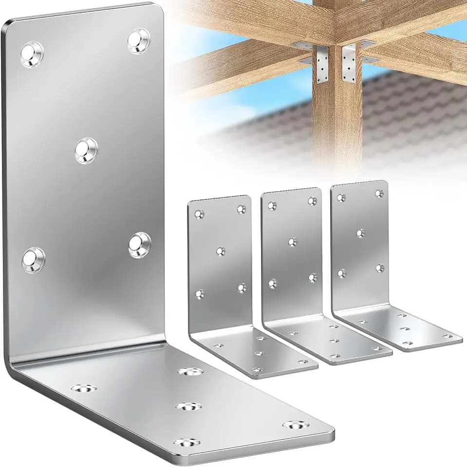 5 x 5 x 2.5 Heavy-Duty Shelf Brackets, L-Shaped Metal Support Bracket for Post Wood 90 Degree Corner Bracket for Floating Shelf, Countertop Support Brackets (Silver)