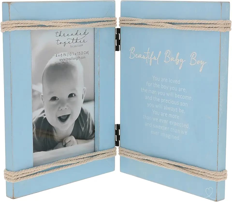Pavilion Gift Company - Baby Boy - 4" x 6" Vertical Picture Photo Frame Baby Shower Sprinkle Gift Memories Nursery Decor Present