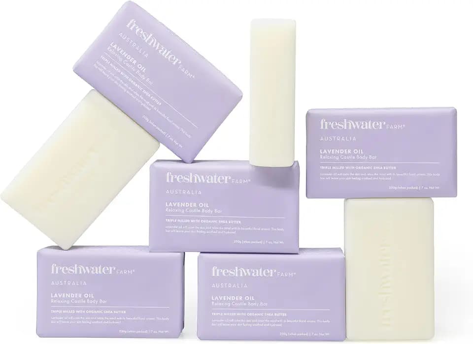 Freshwater Farm Australia Natural Lavender Oil Castile Bar Soap, 8 x 7 oz