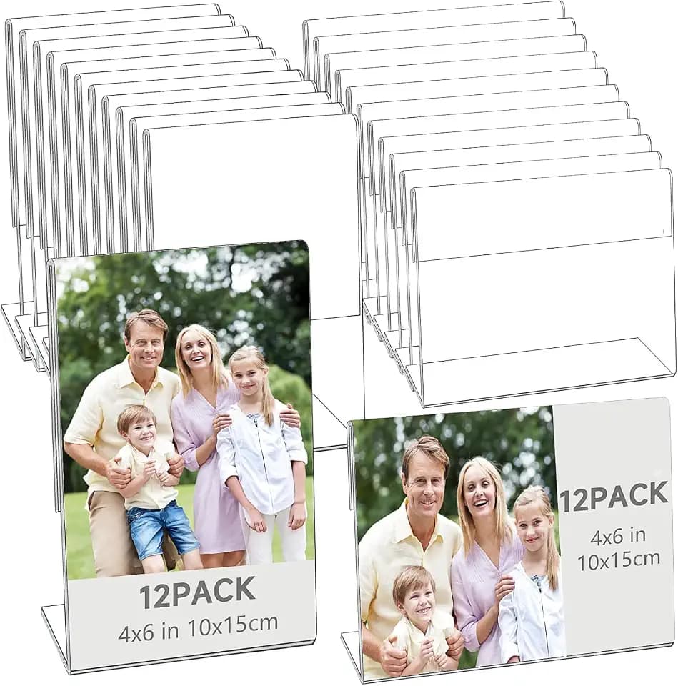 24 Pcs Acrylic Picture Frames, 4"x6" Acrylic Sign Holder