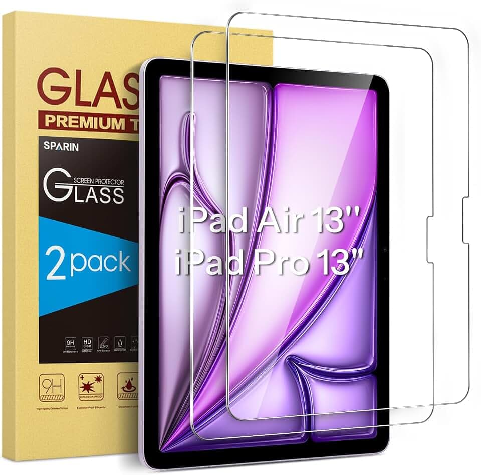 SPARIN Panzer Schutz Glas für iPad Air 13 Zoll M4/M3/M2, 2 Stück