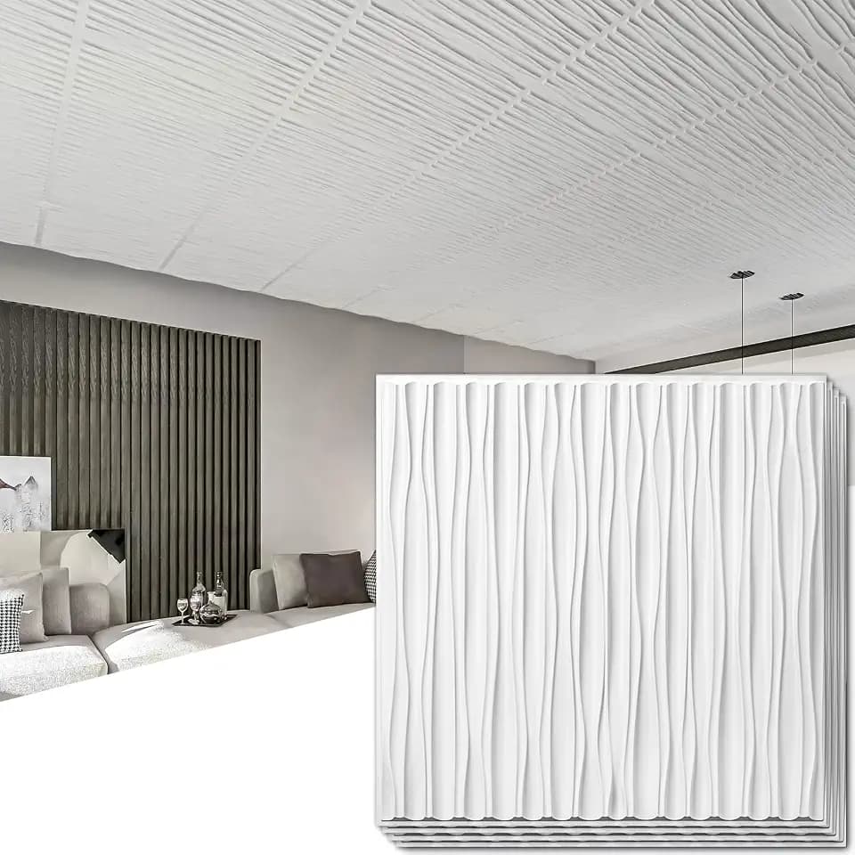 Art3dwallpanels Ceiling Tiles 24 x 24, 12 Pack, White